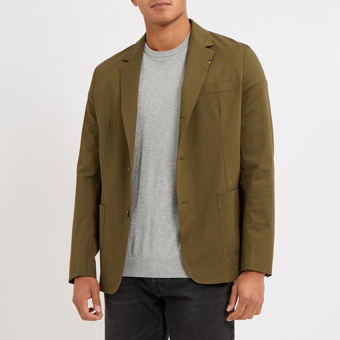 Dark Green Cotton Blend Suit Jacket main product photo