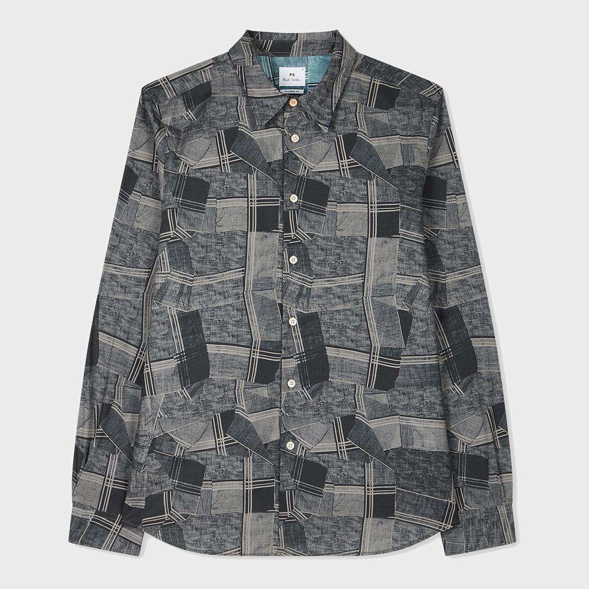 Grey Printed Cotton Tailored Fit Shirt main product photo