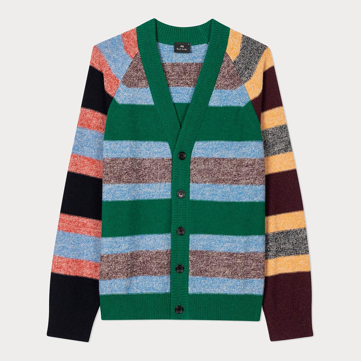 Multi/Grey Stripe Cardigan Button Thru main product photo