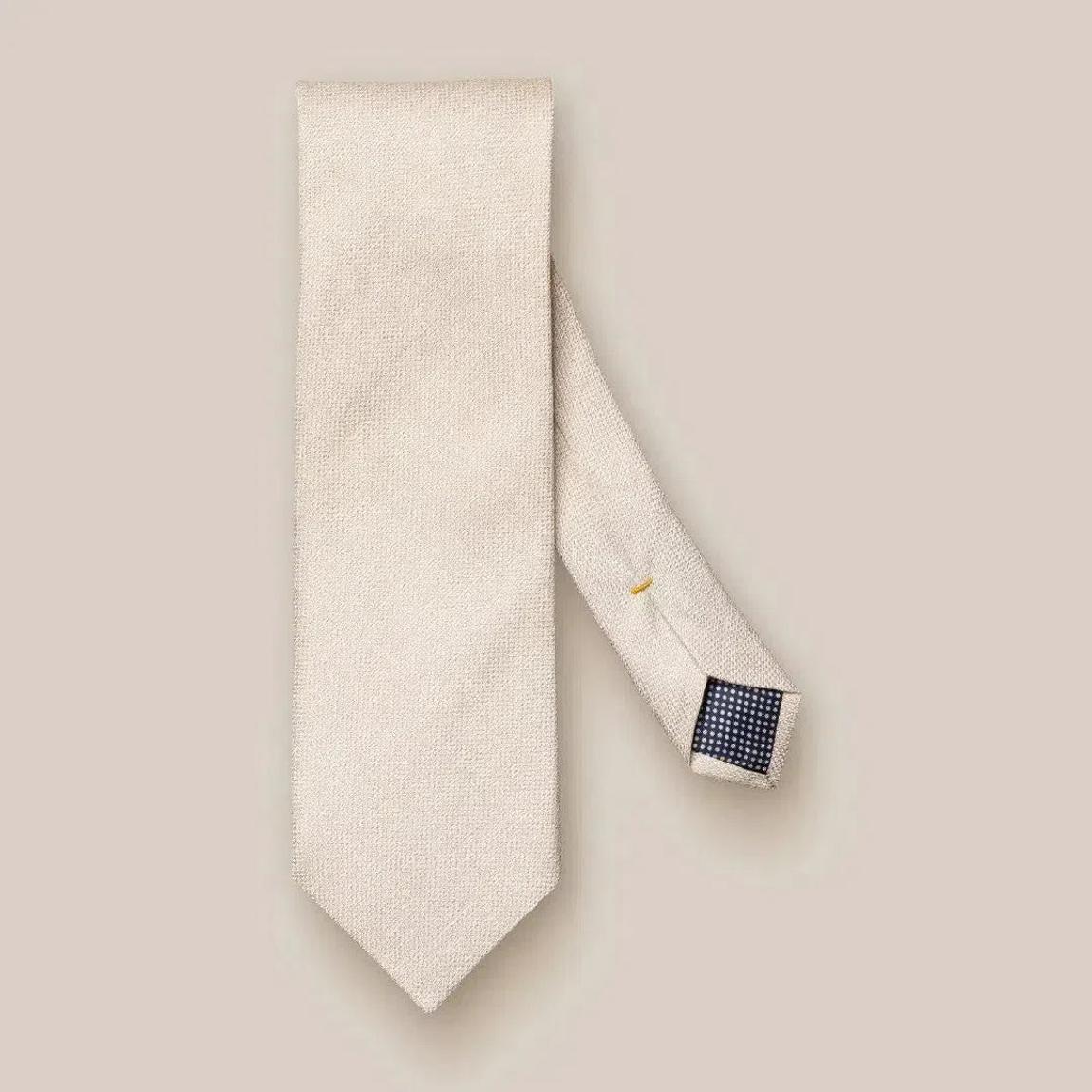 Eton Light Grey Silk and Linen Blend Textured Weave Tie main product photo
