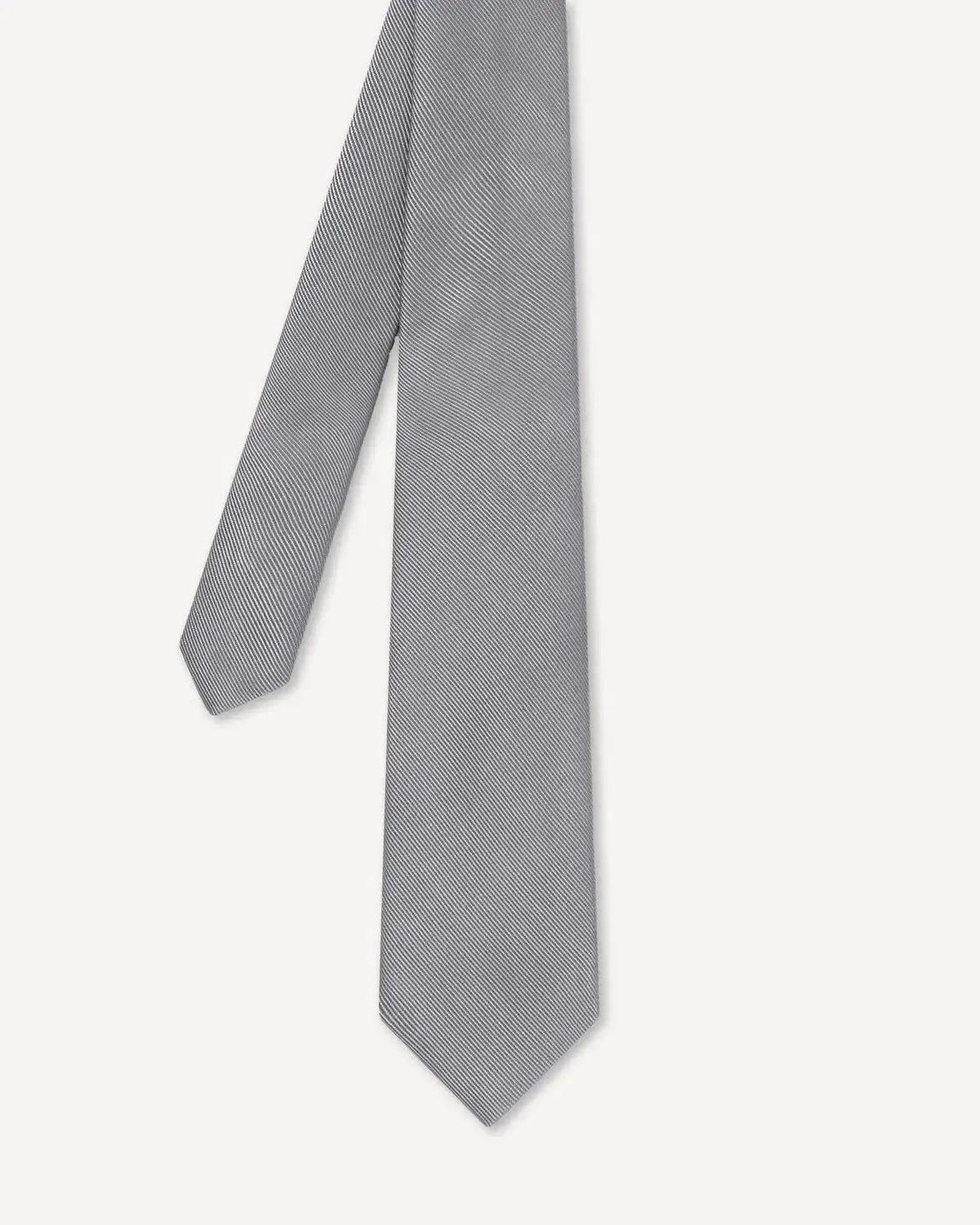 Luxury Silver Woven Twill Tie by Charlie Allen - 100% Silk main product photo
