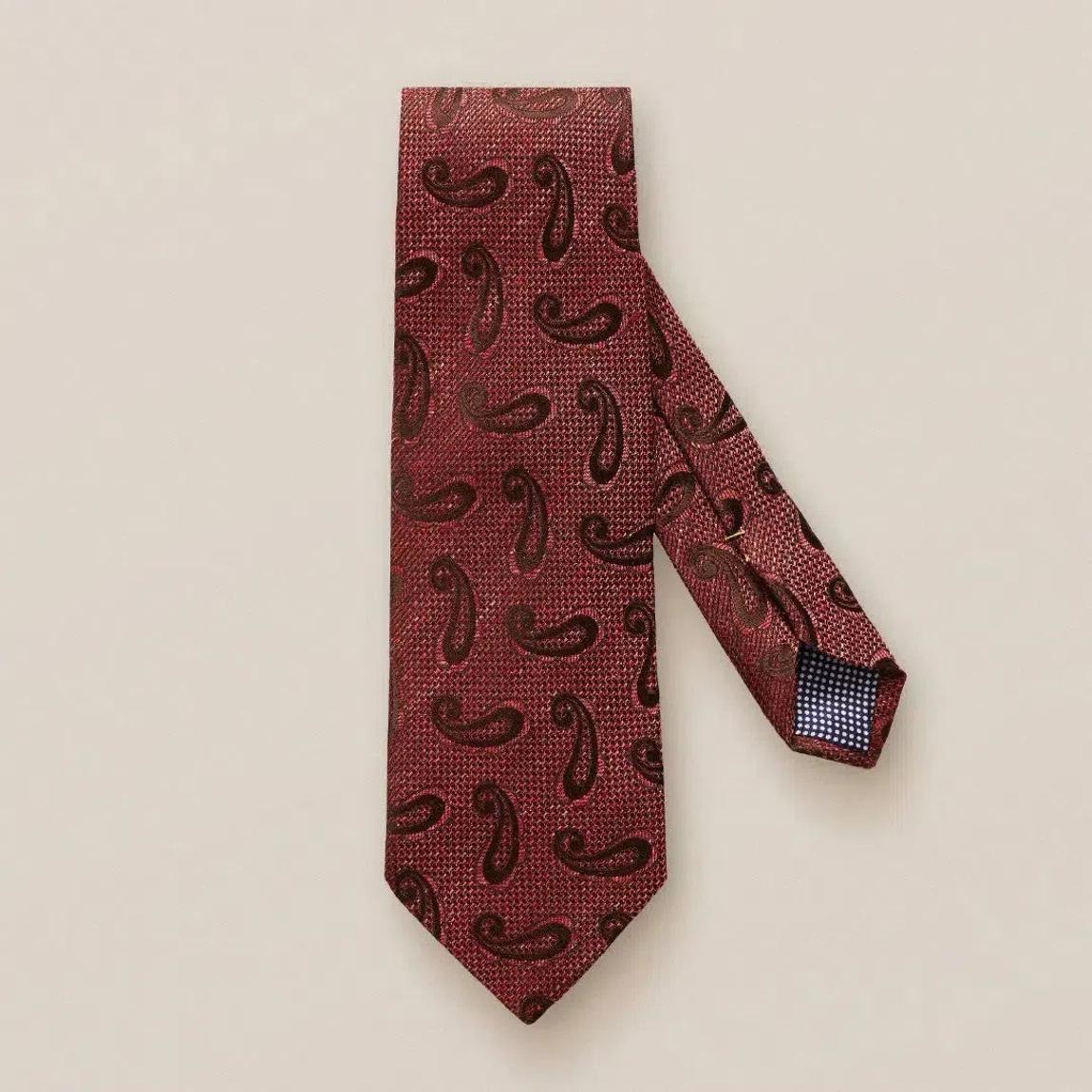Eton Pink Paisley Patterned Tie - Luxurious Linen and Silk Blend main product photo