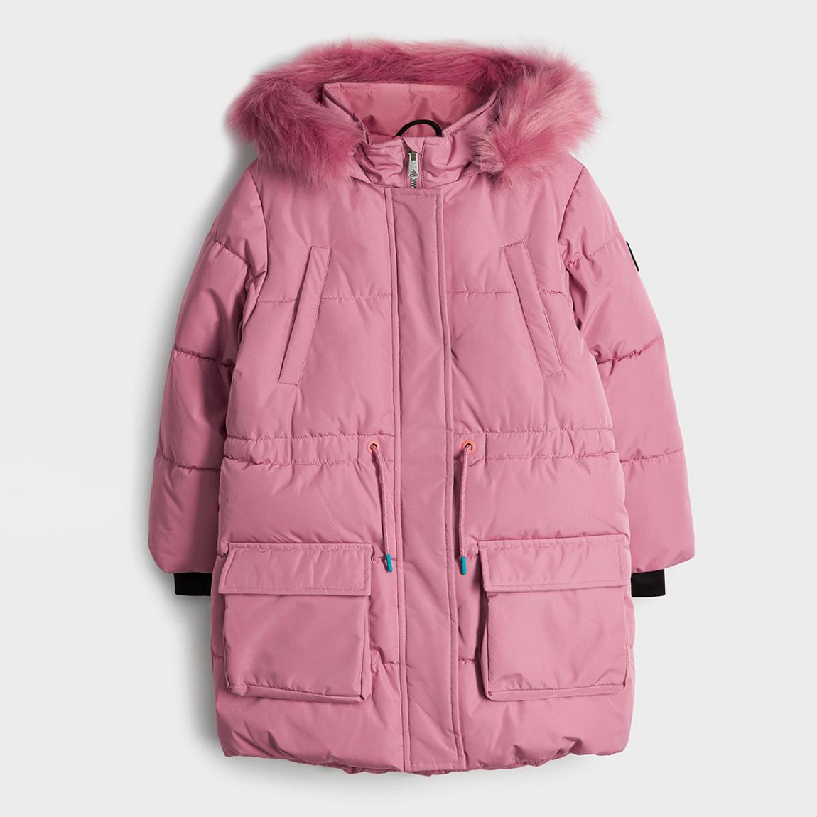 Girl's Pink Padded Long Coat main product photo