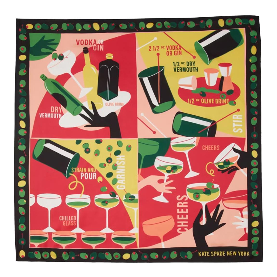 Black Dirty Martini Silk Square Scarf main product photo