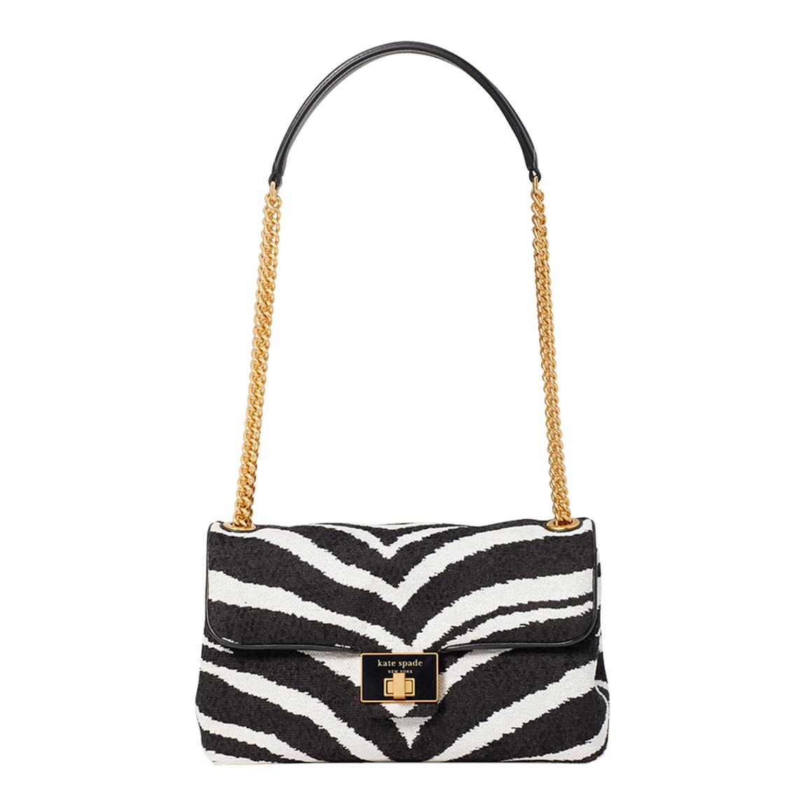 Black Zebra Boucle Jacquard Medium Shoulder Bag main product photo