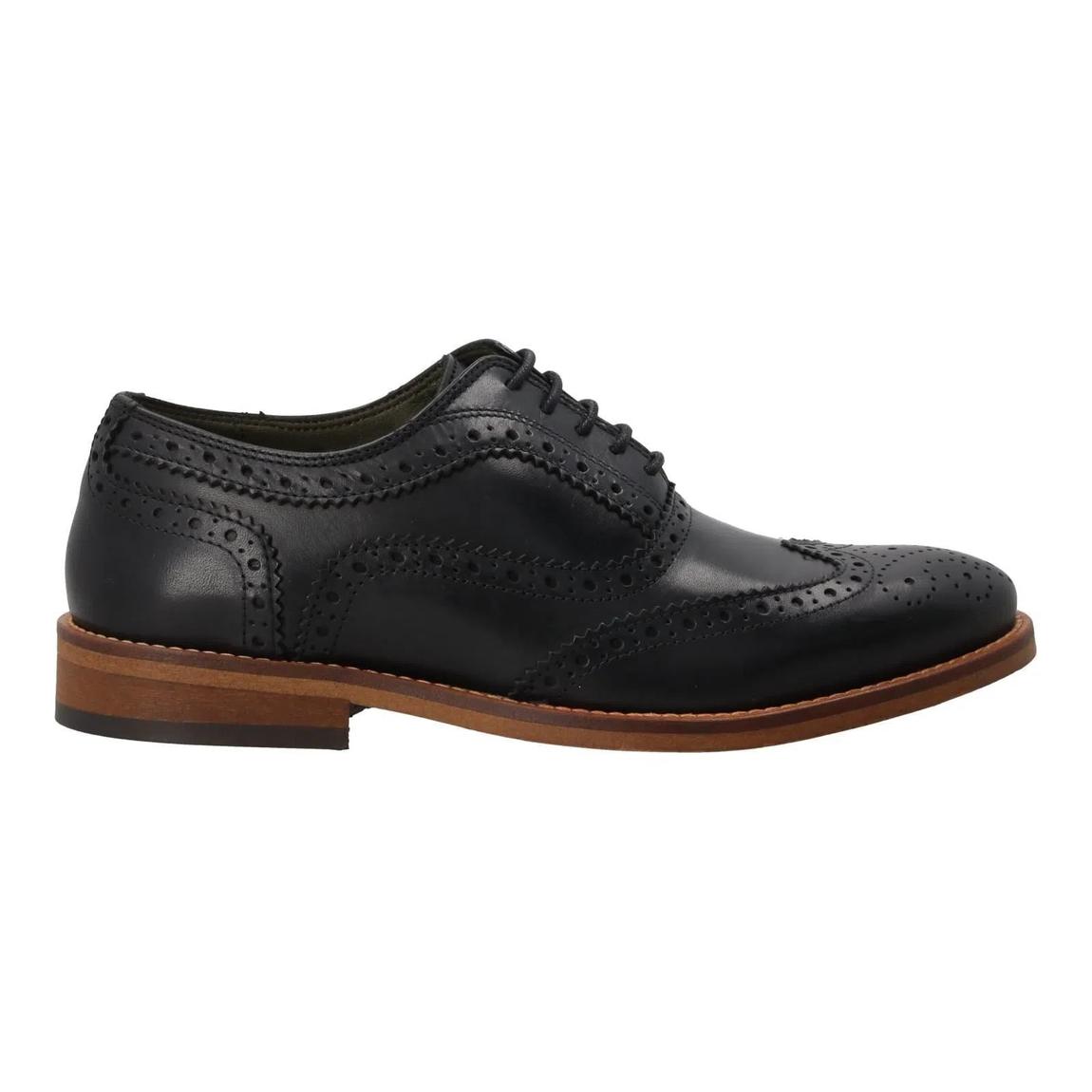 Barbour Isham Men's Black Leather Brogue Shoes with Lace-Up Design main product photo