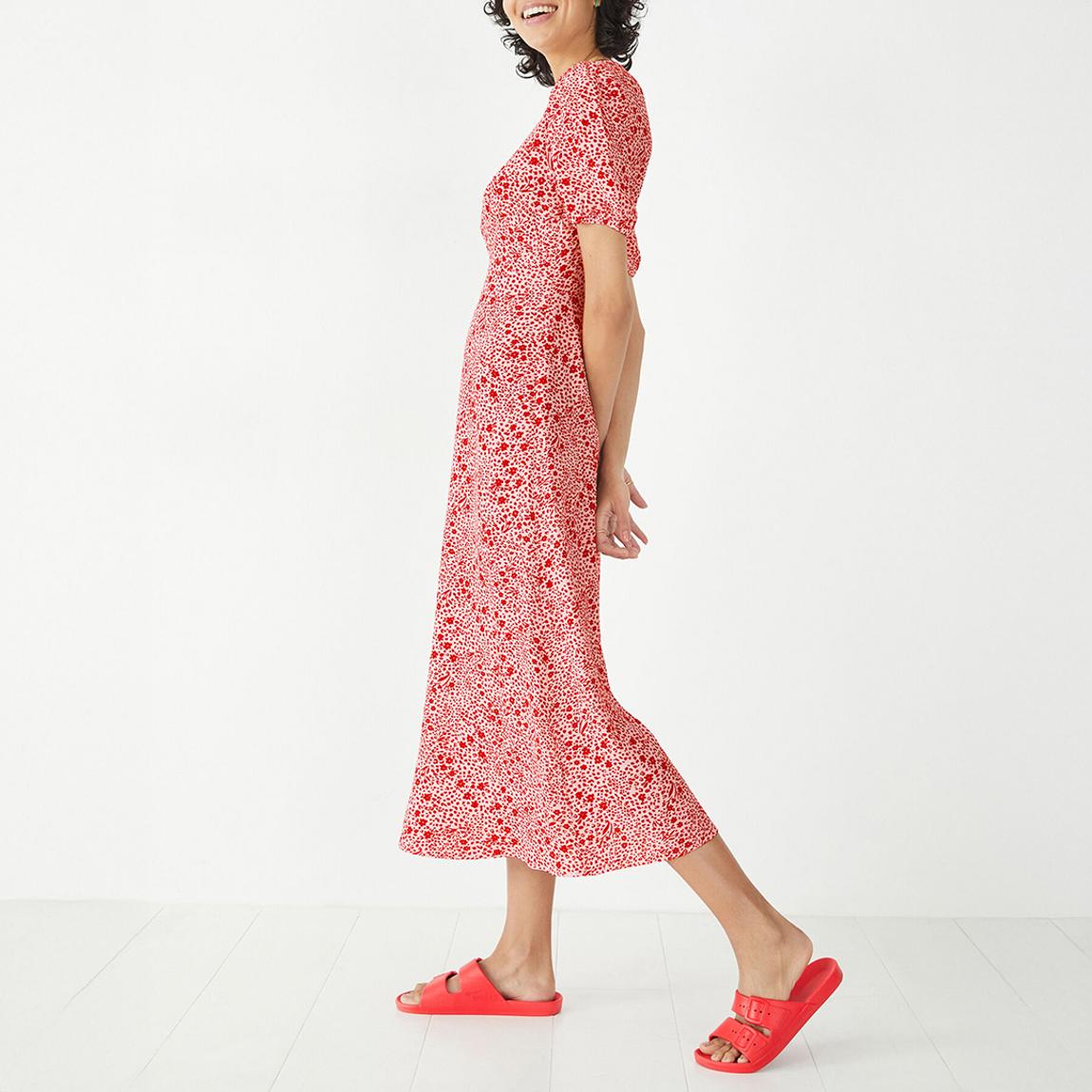 Red Printed Juliette Midi Tea Dress - multi main product photo