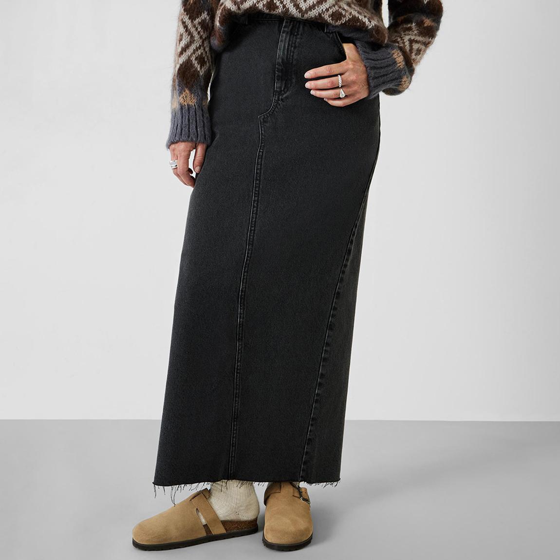 Rylie Denim Maxi Skirt - Washed Black main product photo