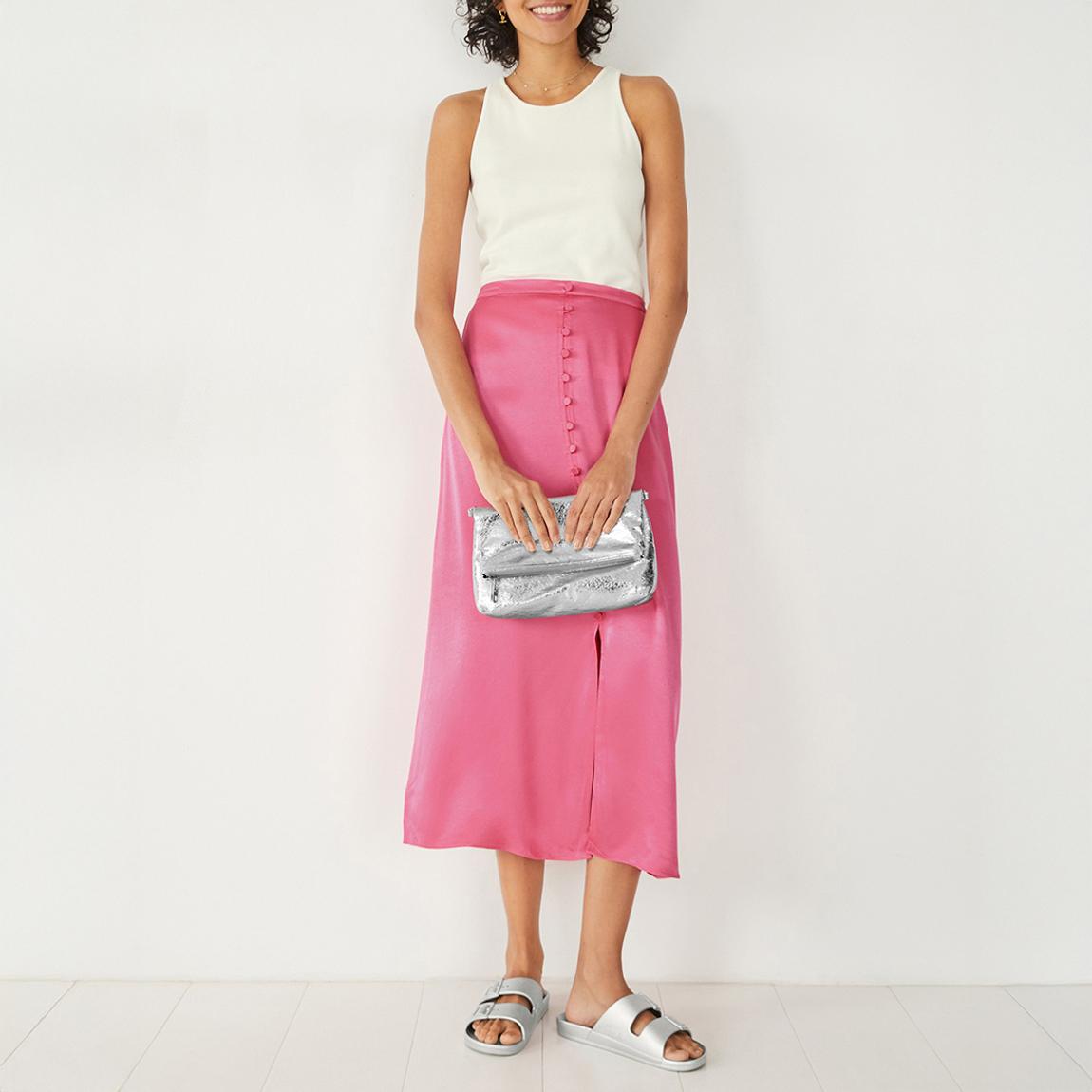 Pink Marisa Satin Midi Skirt main product photo