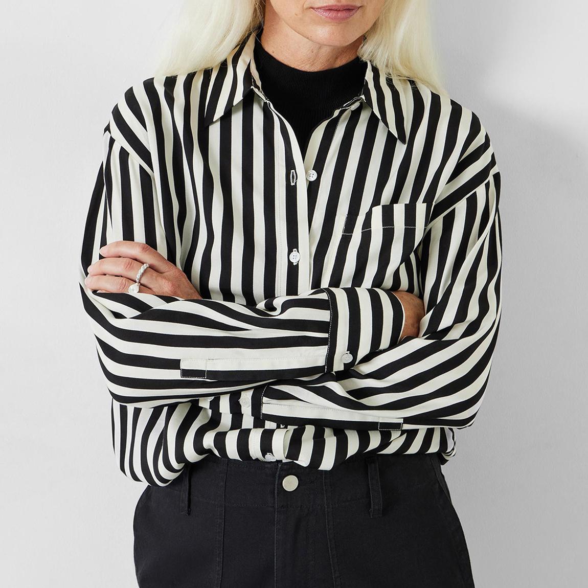Black/White Emely Stripe Fluid Shirt main product photo