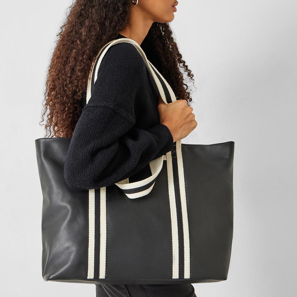 Black Marlon Oversized Leather Tote Bag main product photo