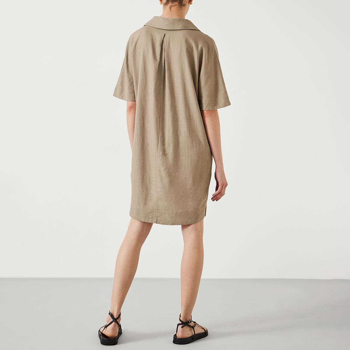 Khaki Orla Mini Linen Polo Dress main product photo