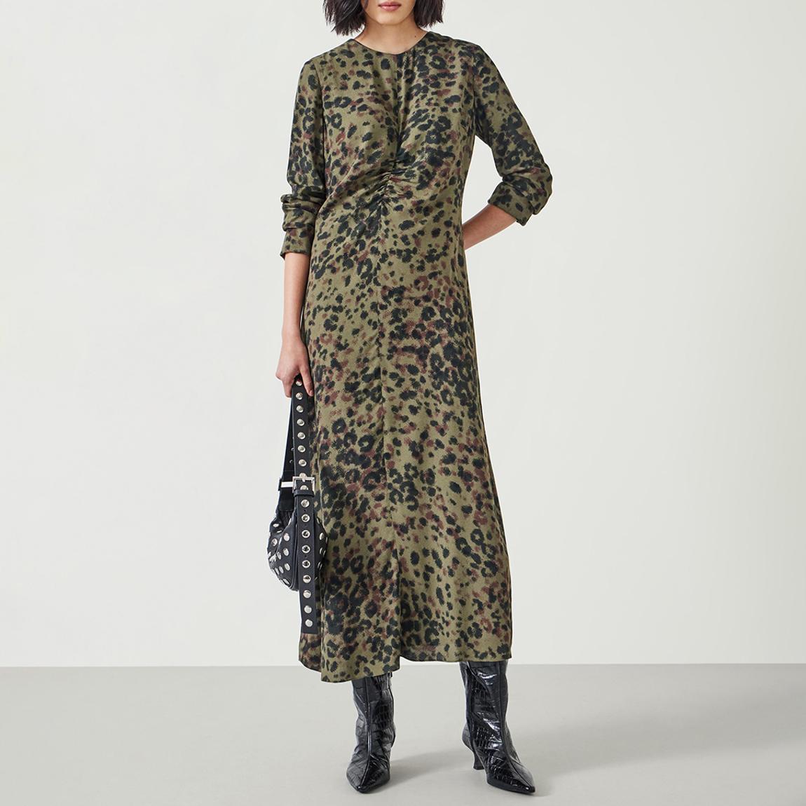 Khaki Animal Myrah Midi Dress main product photo