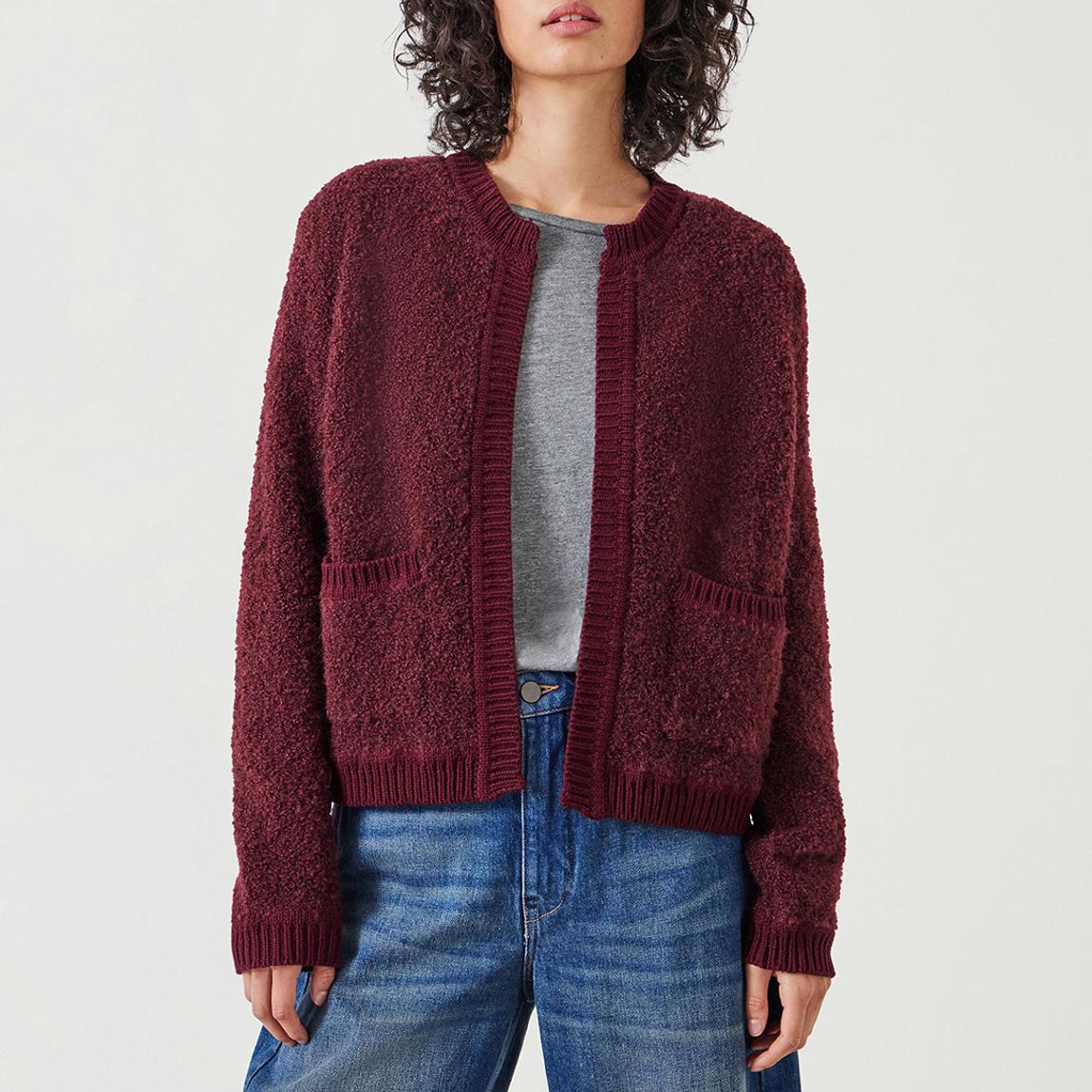 Burgundy Tai Boucle Edge to Edge Cardigan main product photo