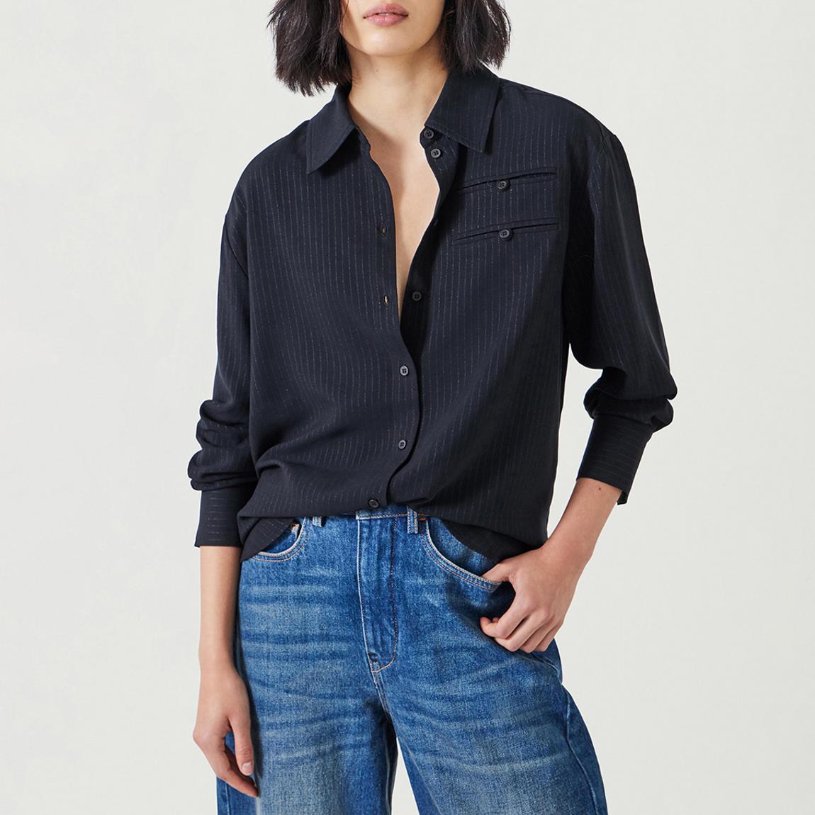 Washed Black Amren Pinstripe Shirt main product photo