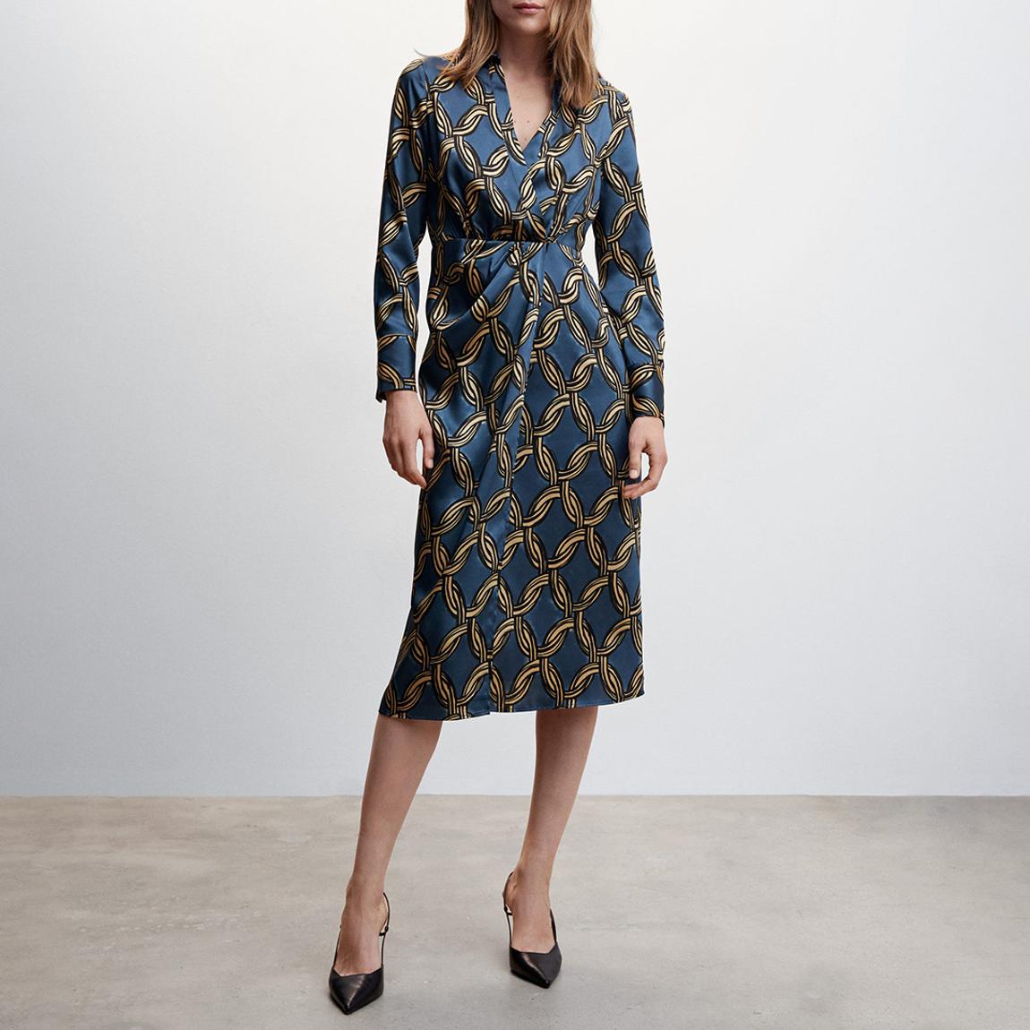 Blue Chain-Print Midi-Dress main product photo