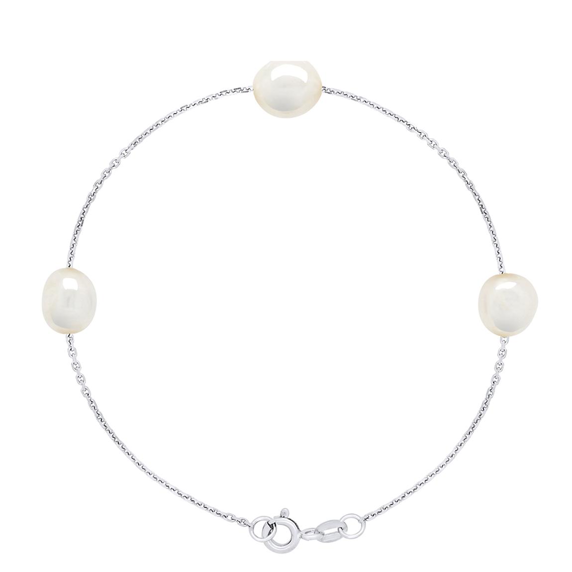 Natural White 3 Real Cultured Freshwater Pearls Baroque Bracelet main product photo