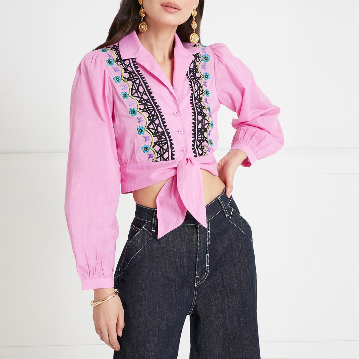 Flamingo Florentine Printed Tie Blouse main product photo