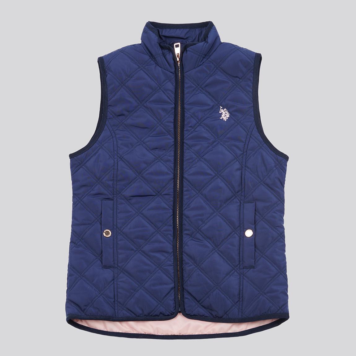 Girl's Navy Hacking Diamond Quilted Gilet main product photo