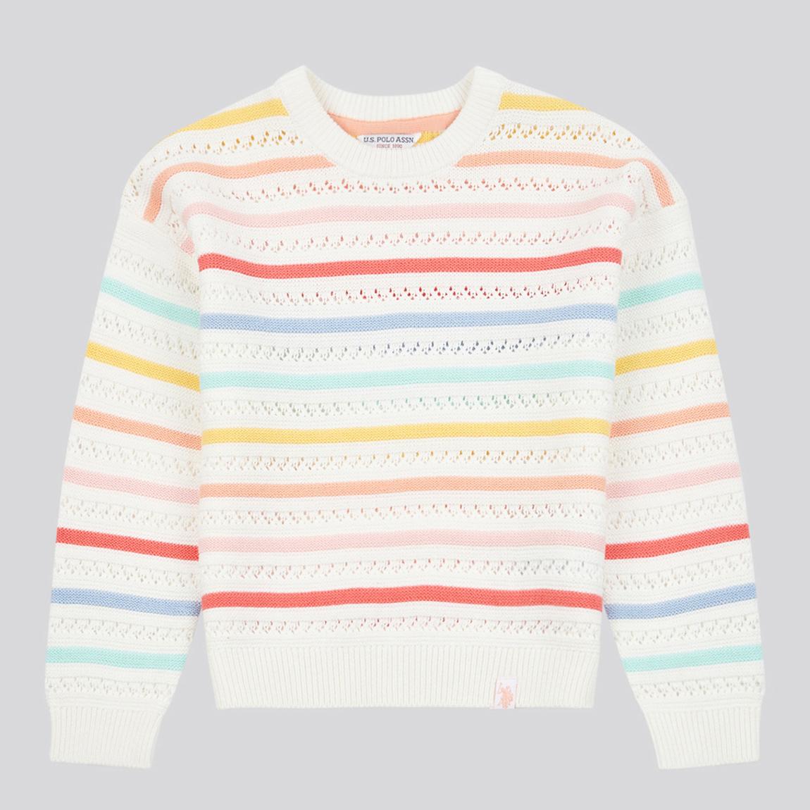 Girl's Multi Stripe Knitted Cotton Jumper main product photo