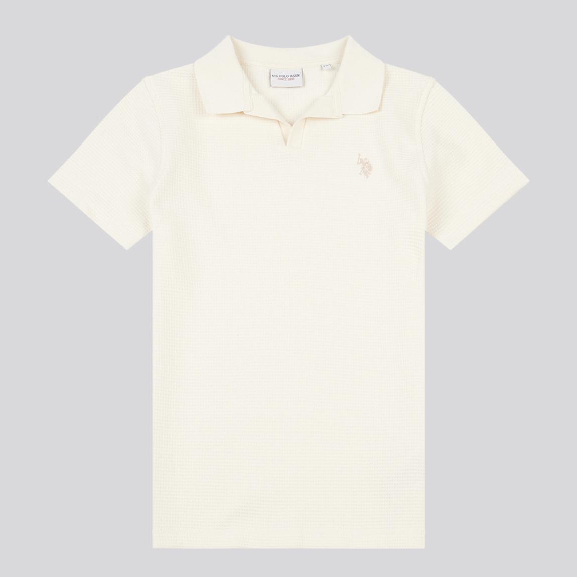 Boys Cream Waffle Texture Polo Shirt main product photo