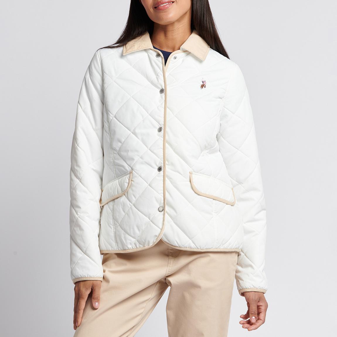 White Diamond Quilted Collared Jacket main product photo