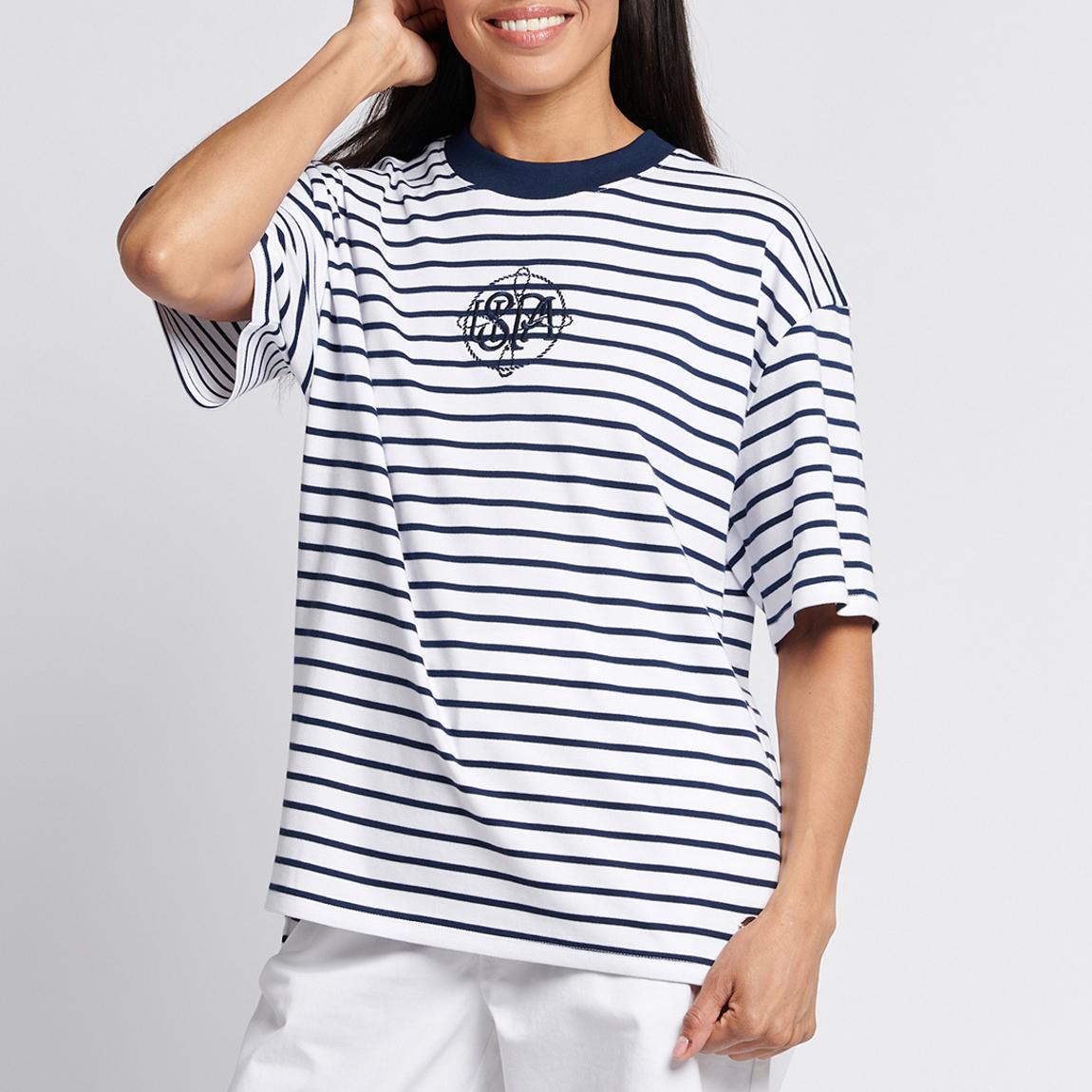 White/Navy Monogram Rope Stripe T-Shirt main product photo