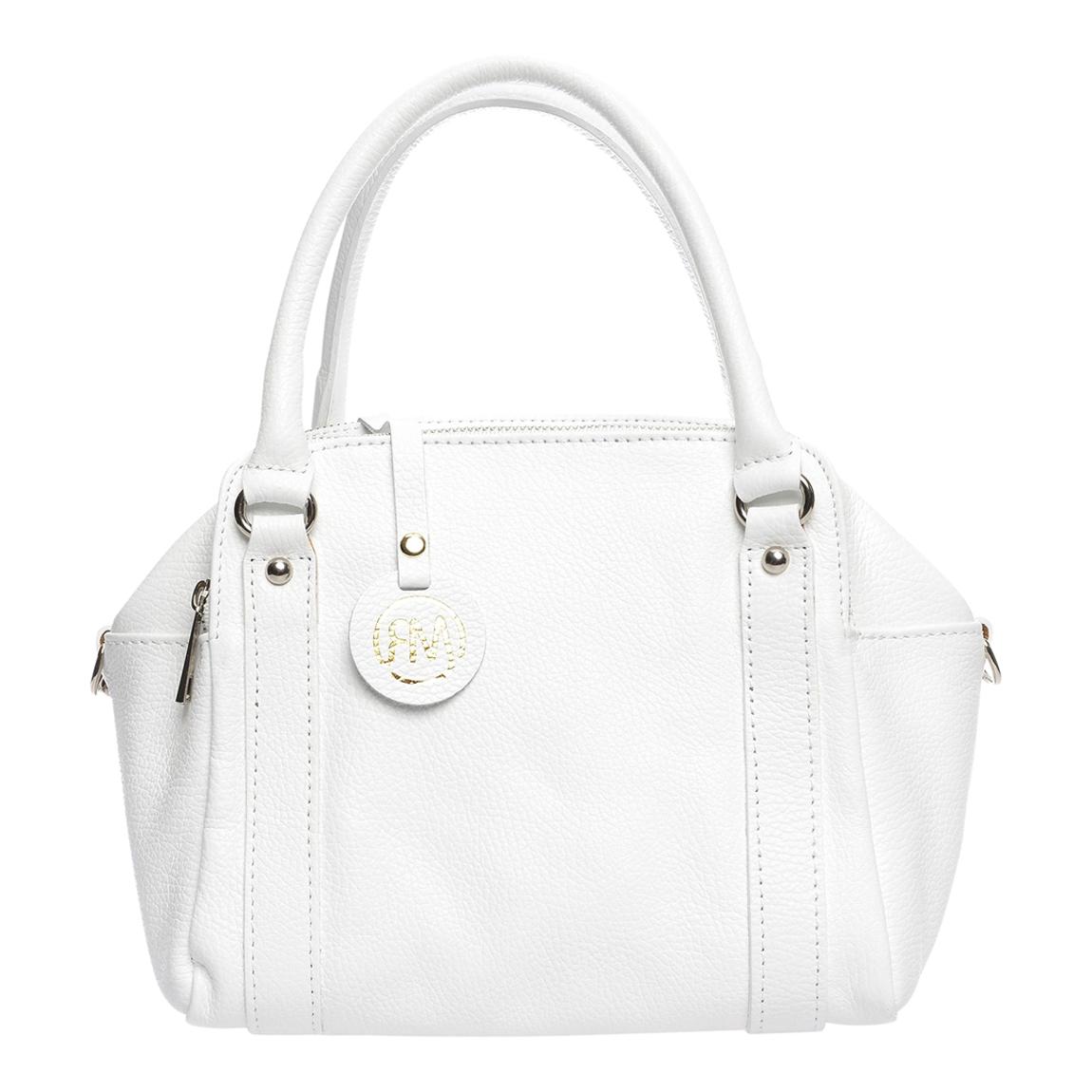 White Leather Handbag By Roberta M main product photo