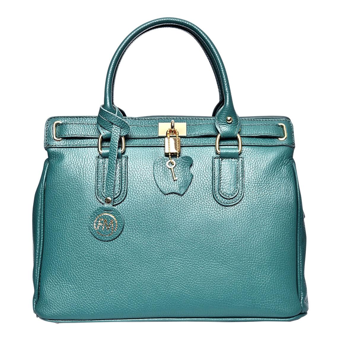 Green Leather Handbag By Roberta M main product photo