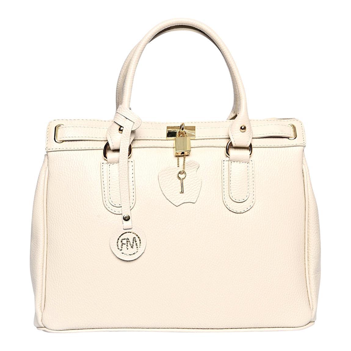 Beige Leather Handbag By Roberta M main product photo