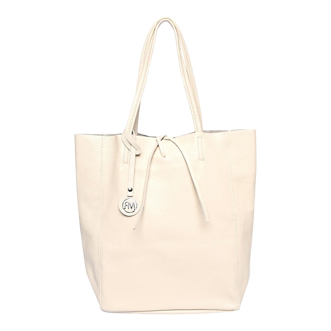 Beige Leather Handbag By Roberta M main product photo