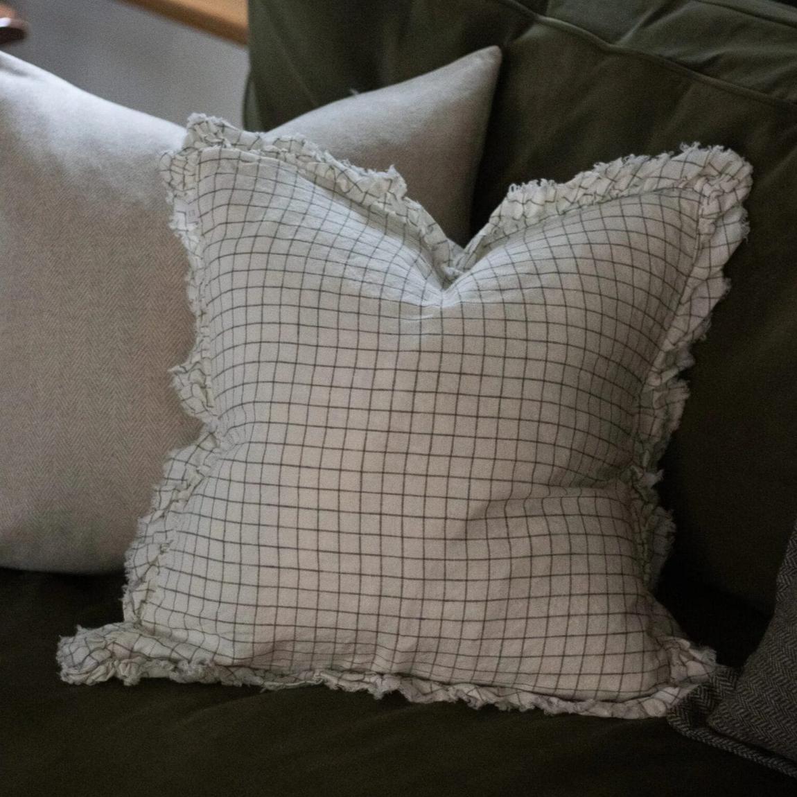 Hallie Olive Check Cushion 45x45 main product photo