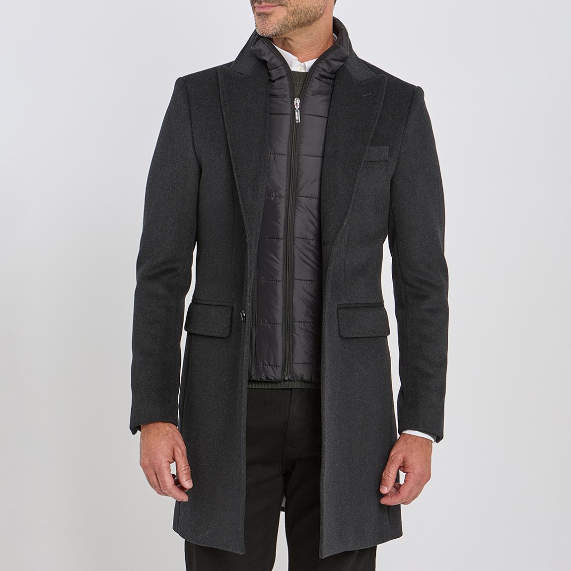 Gianni Feraud Charcoal Insert Cashmere-Wool Blend Coat - BrandAlley