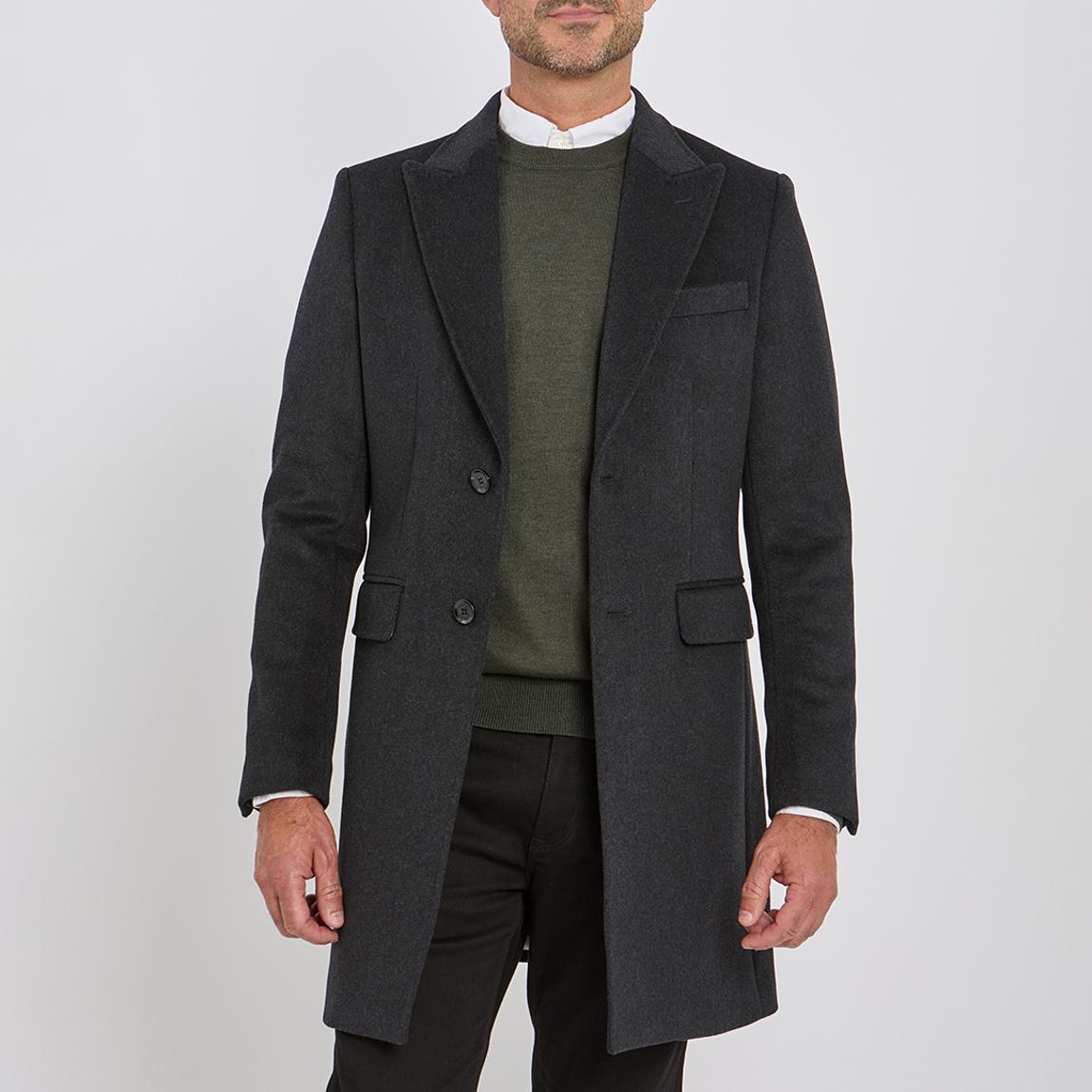 Gianni Feraud Charcoal Insert Cashmere-Wool Blend Coat - BrandAlley