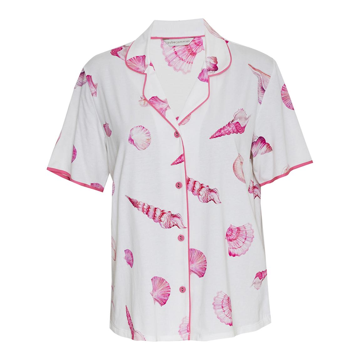 Cream Shell Printed Jersey Pyjama Top And Short main product photo