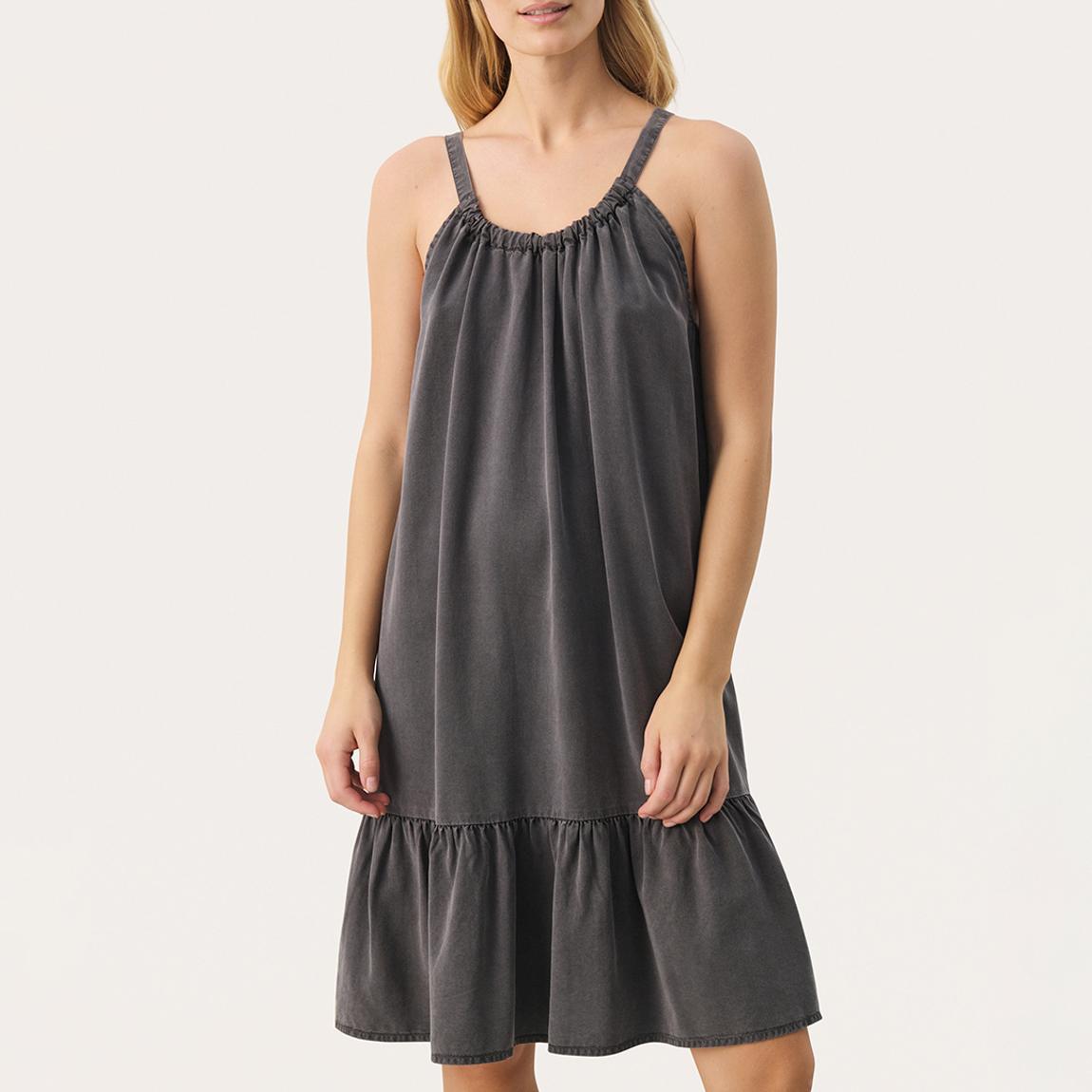 Charcoal Tiered Tie Back Mini Dress main product photo