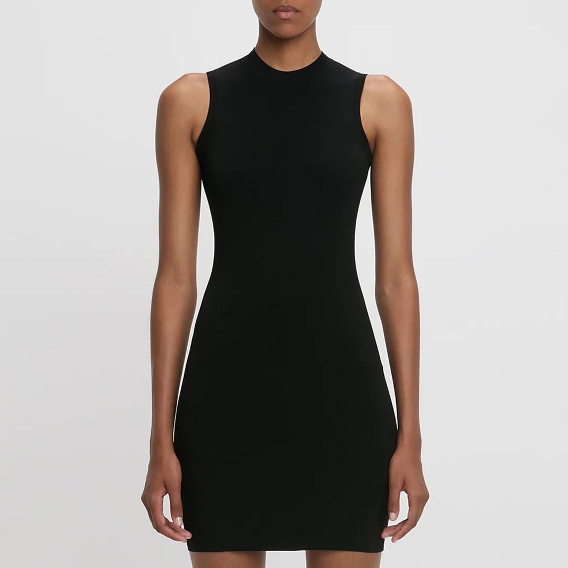 princess polly baby blue dress Victoria Beckham Black High Neck Fitted Mini Dress