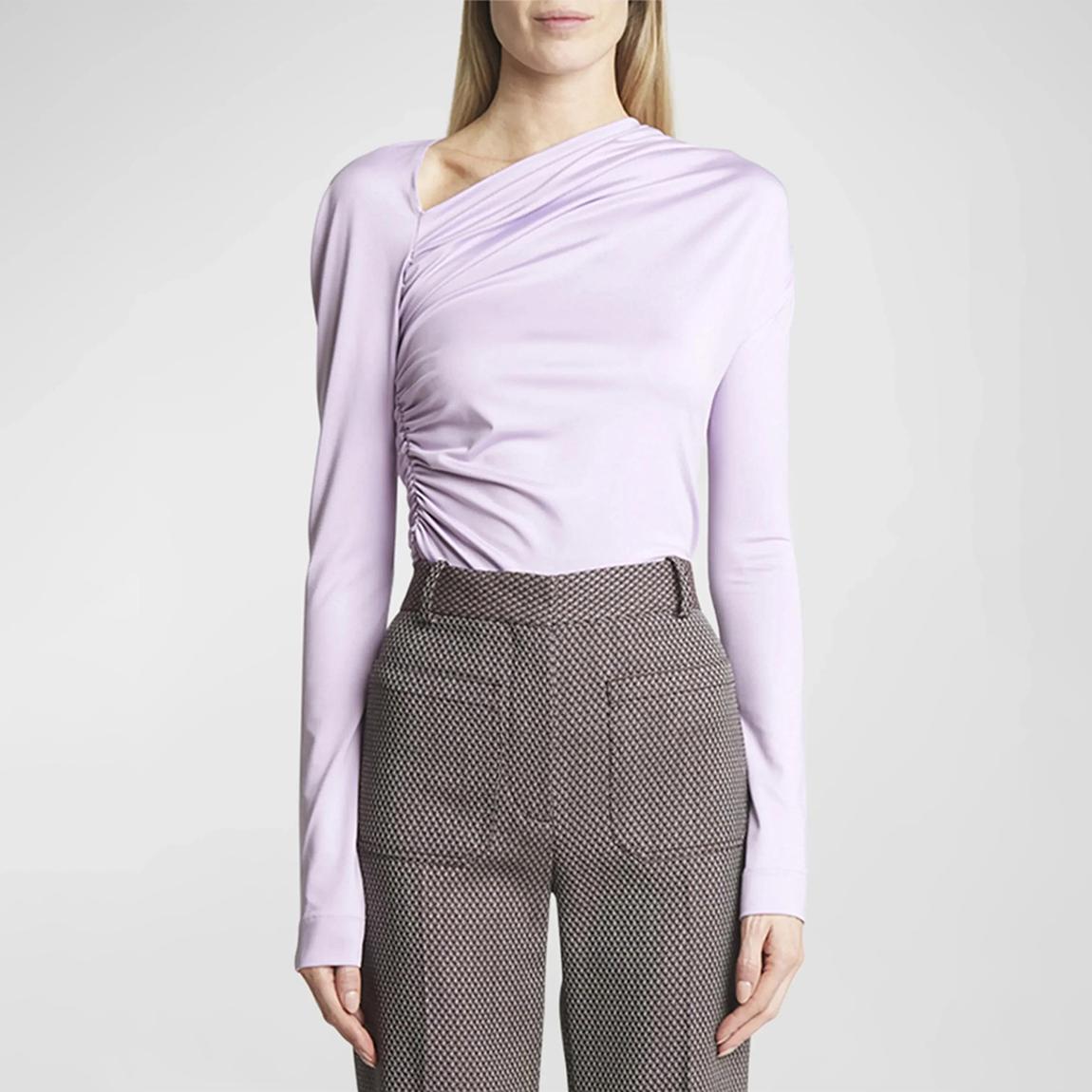 Lilac Asymmetric Drapey Ruched Top main product photo