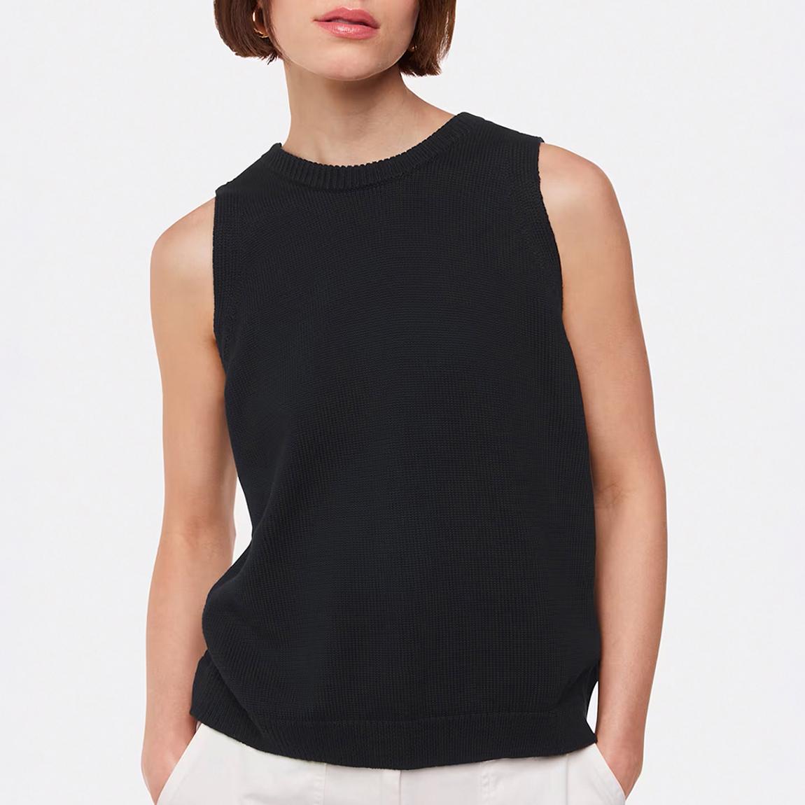 Black Twist Back Detail Cotton Tank Top main product photo