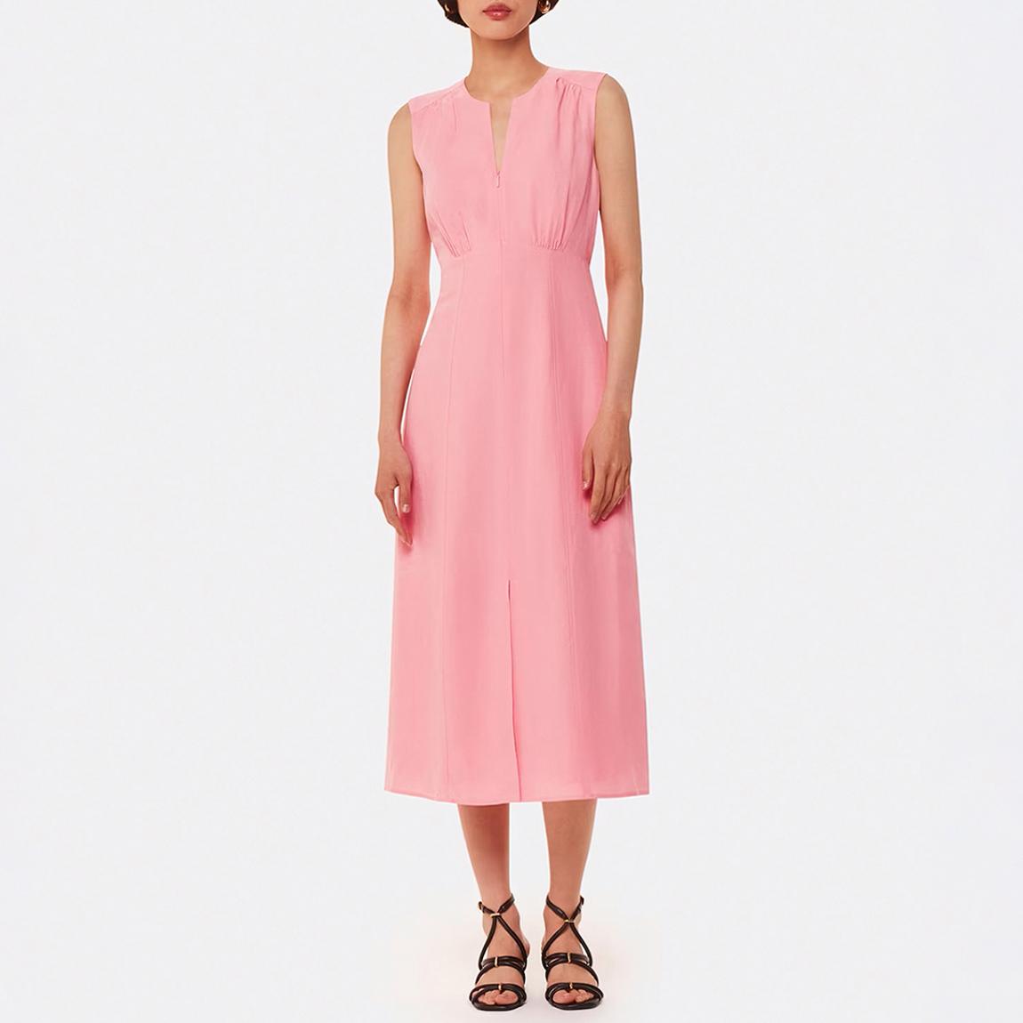 Pink Abbie Linen Blend Midi Dress main product photo
