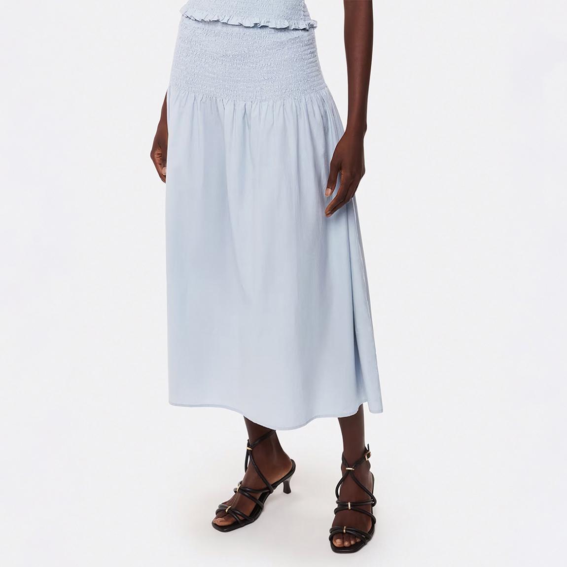 Blue Louisa Smocked Cotton Midi Skirt main product photo