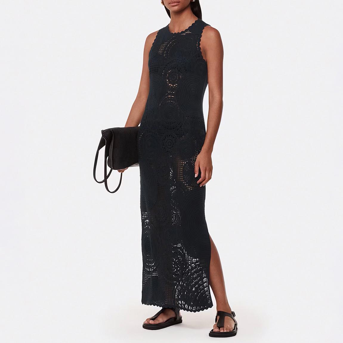 Black Crochet Circle Maxi Dress main product photo