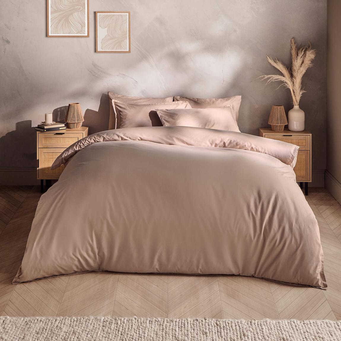 Silentnight Washed Cotton Rich Natural Duvet Cover Set - Single main product photo