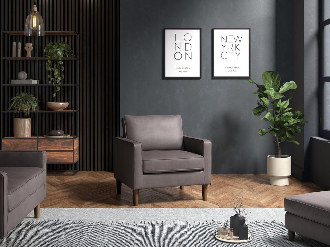 Henry Armchair Faux Leather Grey main product photo