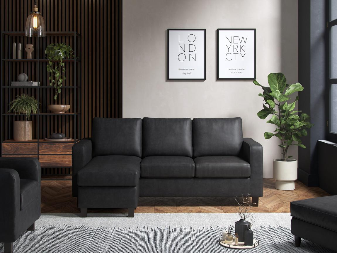 Ava Reversible Chaise Sofa PU Black main product photo