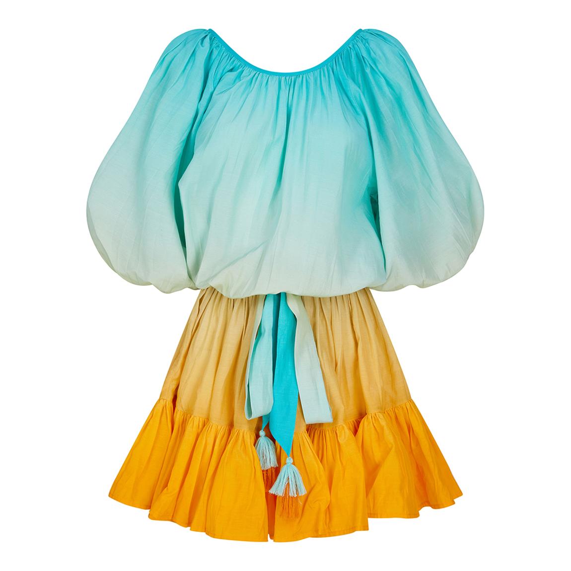 Mulan Dress Aqua-Orange Ombre main product photo