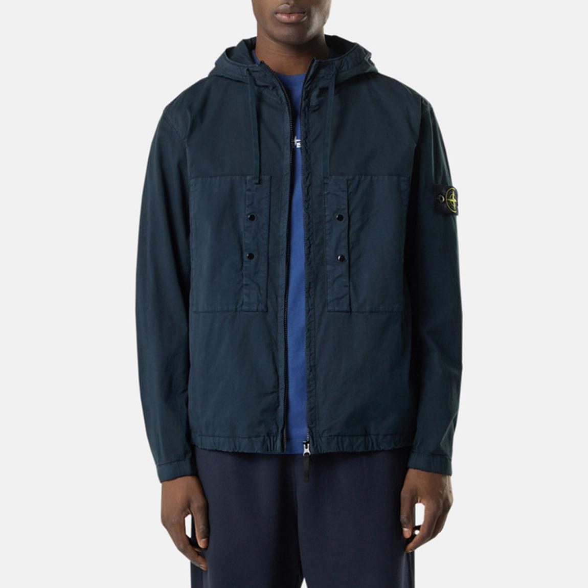 Navy Hooded Cotton Twill Stretch Jacket main product photo