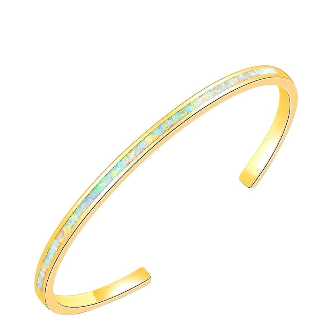18K Gold Opal Polished Cuff Bangle main product photo