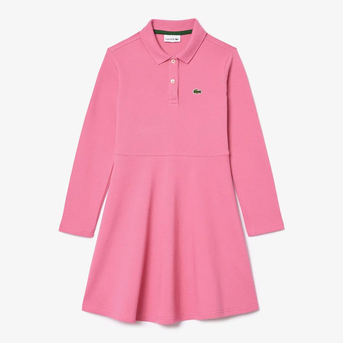 Teen Girl's Pink Pleated Cotton Polo Dress main product photo