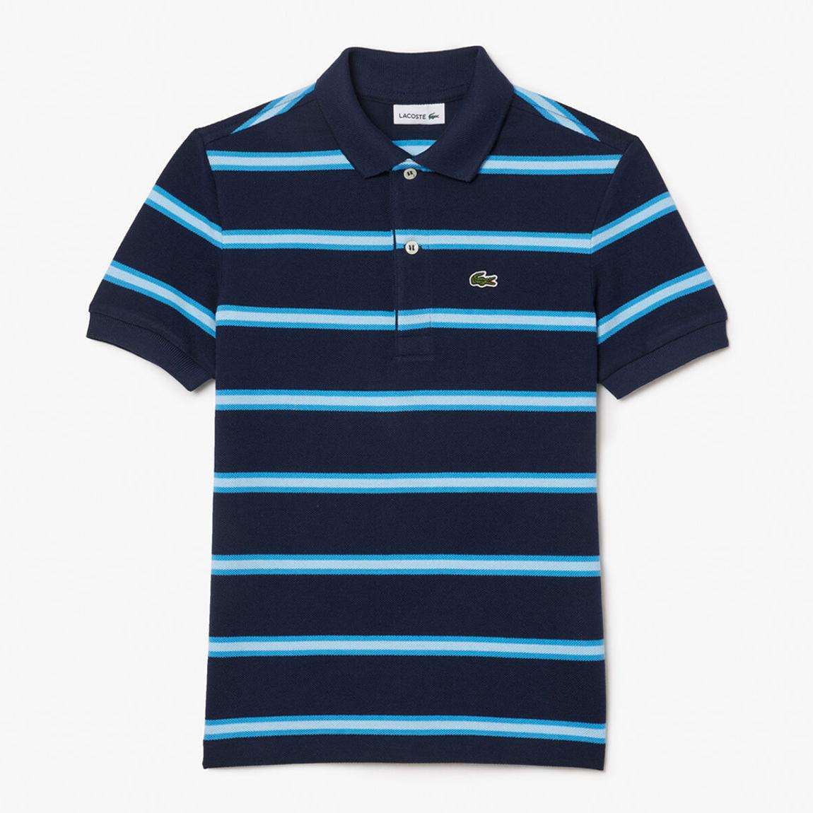 Teen Boy's Navy Stripe Cotton Polo Shirt main product photo